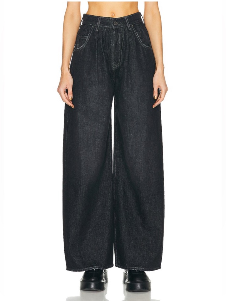 Nwot Grlfrnd Chloe High Rise Pleated Wide Leg Jeans In Fulton